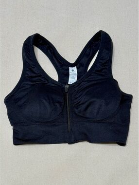 Yogalicious Lux Seamless Katie Zip Front Sports Bra Black Medium